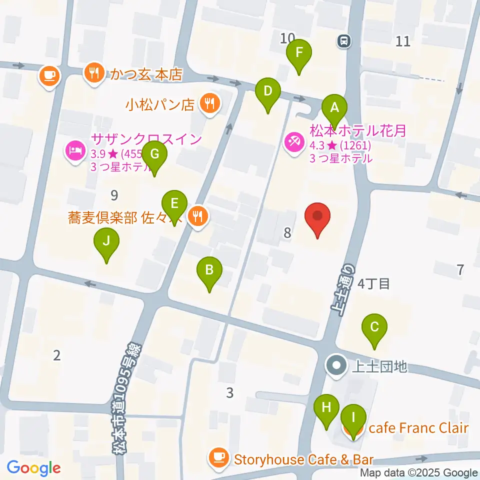 上土ふれあいホール周辺のカフェ一覧地図