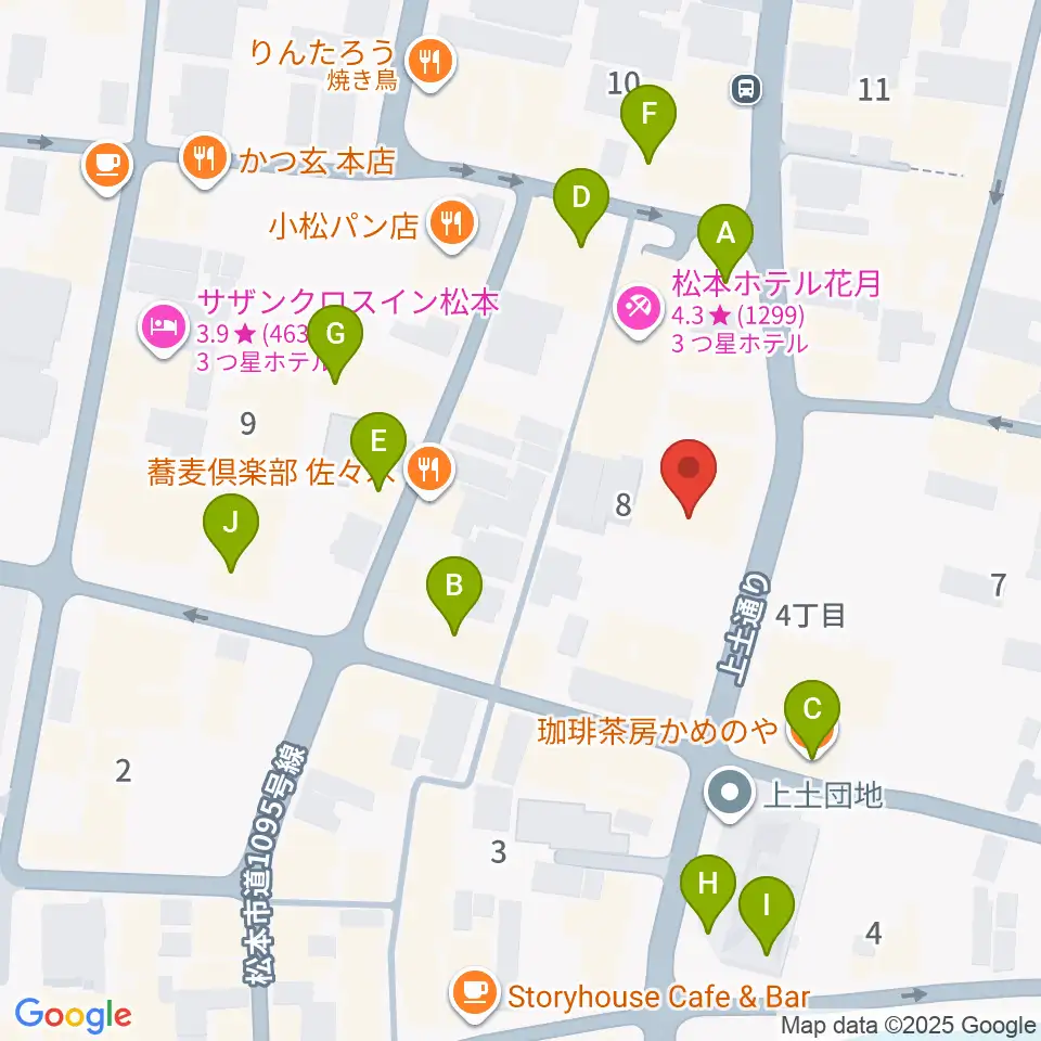 上土ふれあいホール周辺のカフェ一覧地図