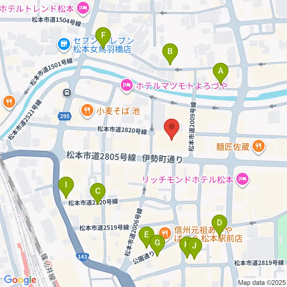 松本市中央公民館・Ｍウイング周辺のカフェ一覧地図