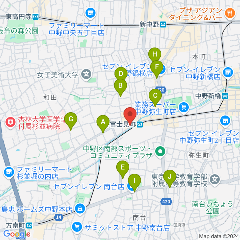 SG STUDIO周辺のカフェ一覧地図