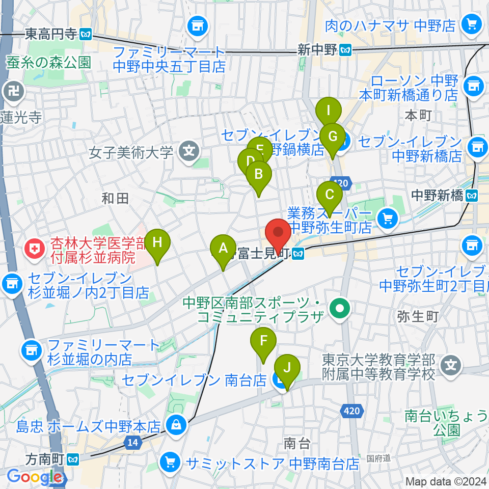 SG STUDIO周辺のカフェ一覧地図