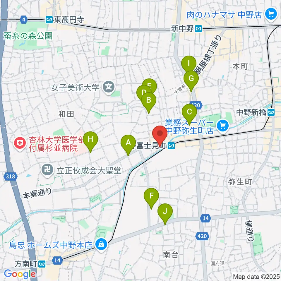 SG STUDIO周辺のカフェ一覧地図