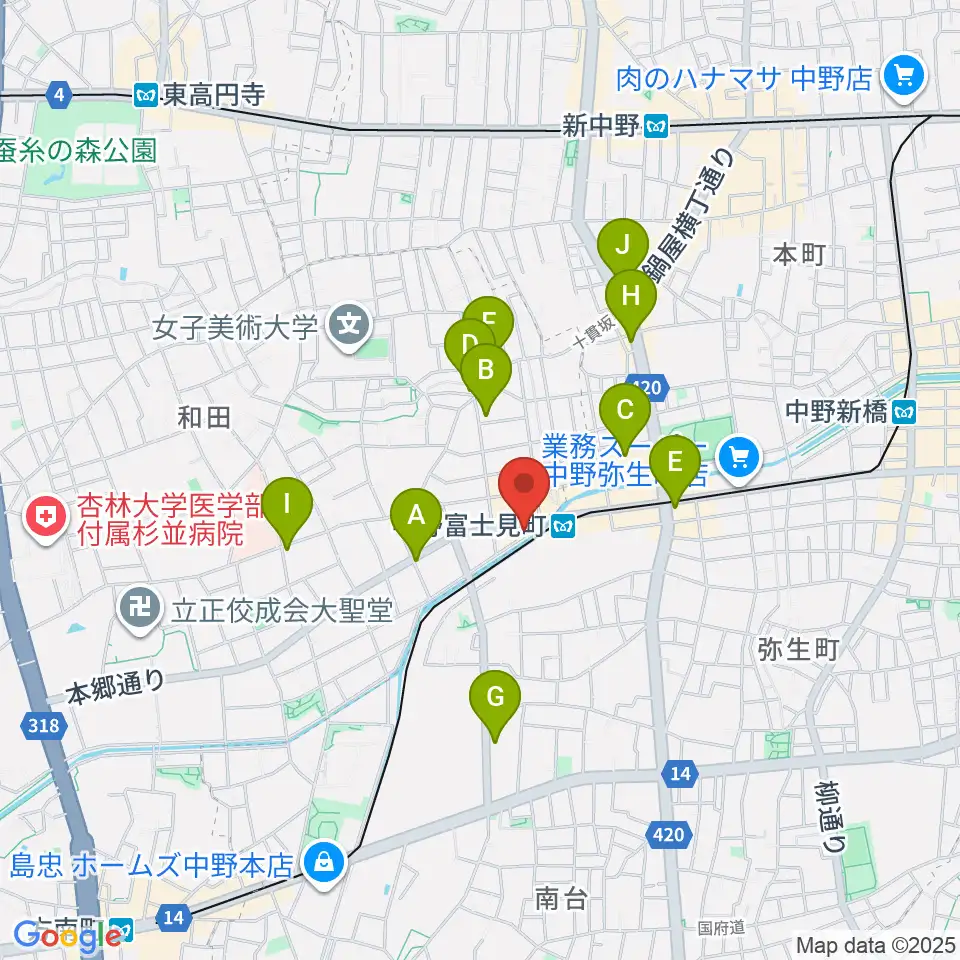 SG STUDIO周辺のカフェ一覧地図