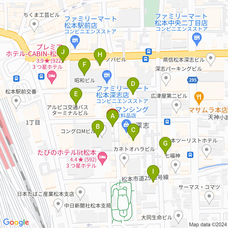 中村ギター音楽院周辺のカフェ一覧地図