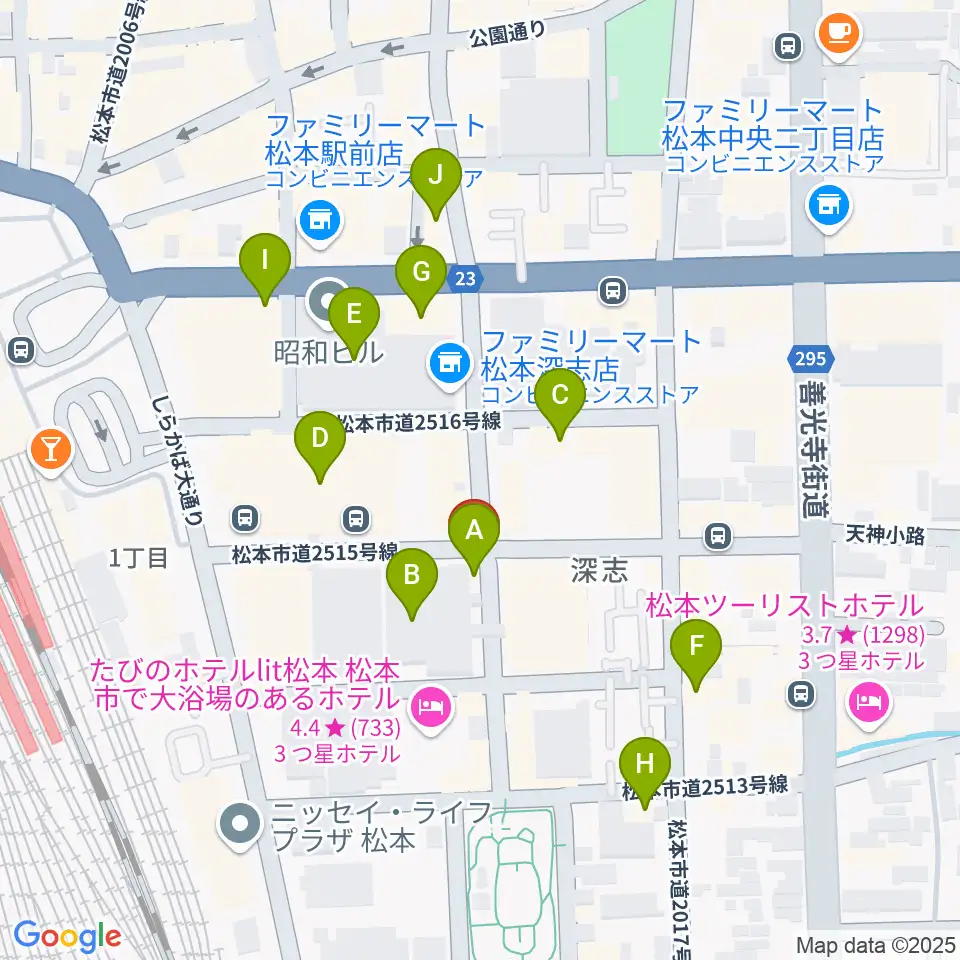 中村ギター音楽院周辺のカフェ一覧地図