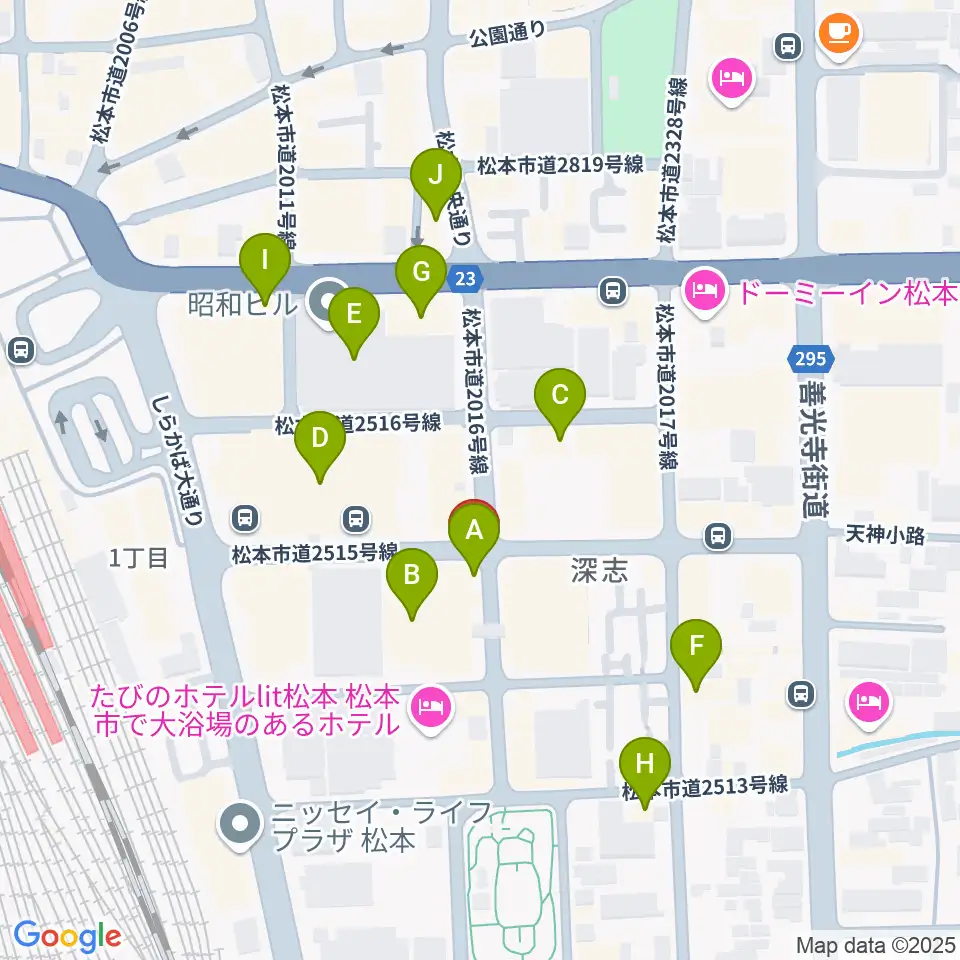 中村ギター音楽院周辺のカフェ一覧地図