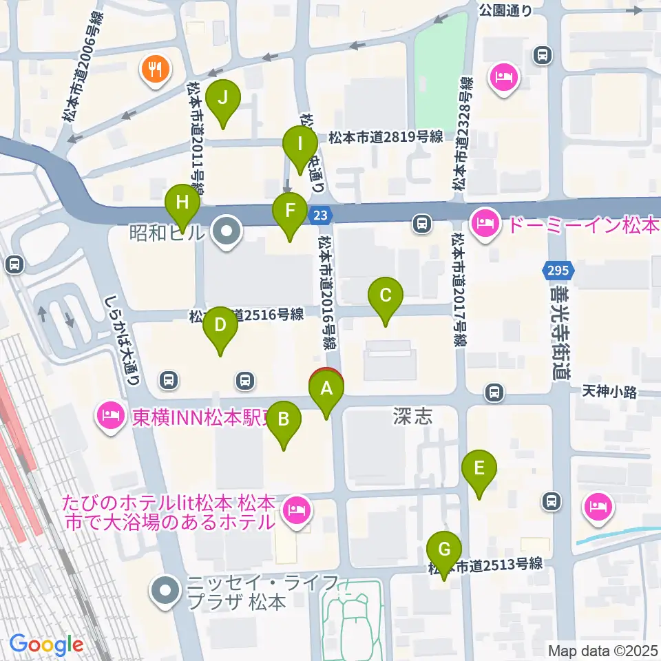 中村ギター音楽院周辺のカフェ一覧地図