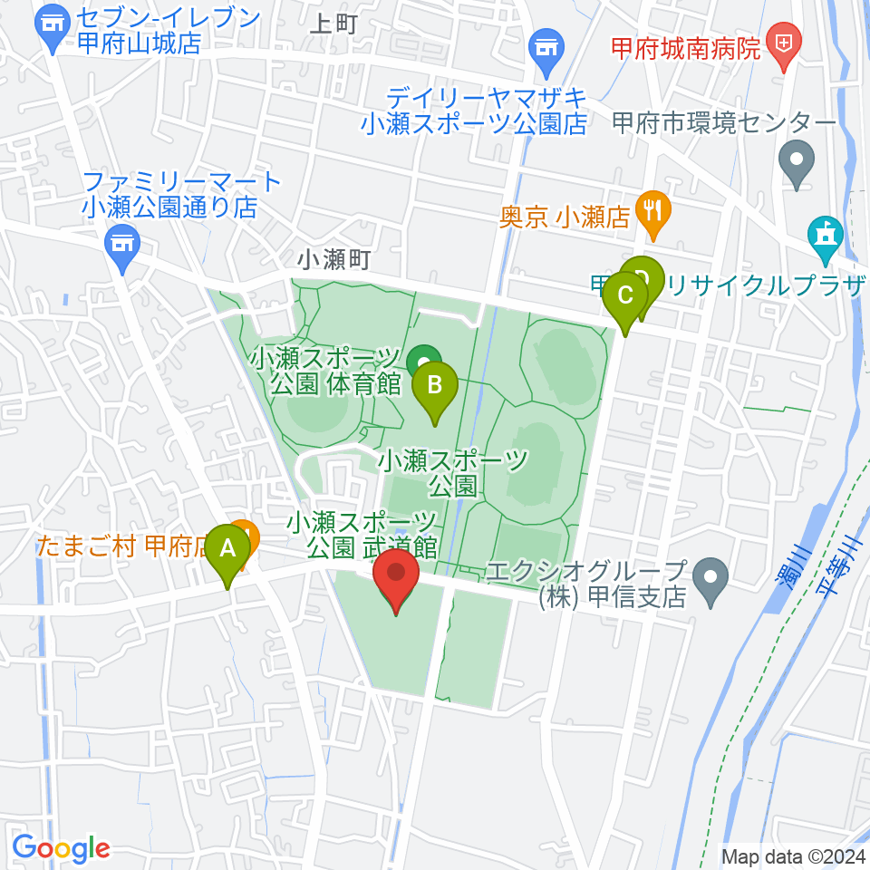 小瀬スポーツ公園武道館周辺のカフェ一覧地図