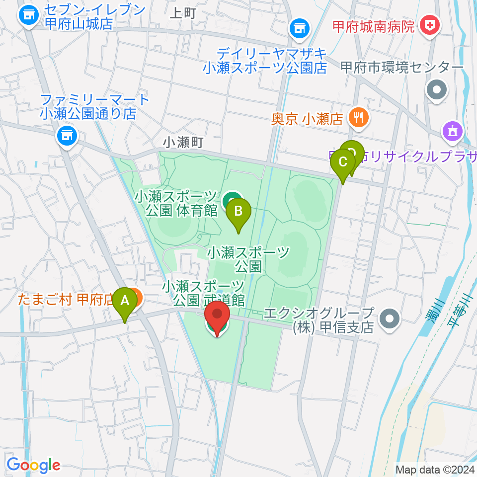 小瀬スポーツ公園武道館周辺のカフェ一覧地図