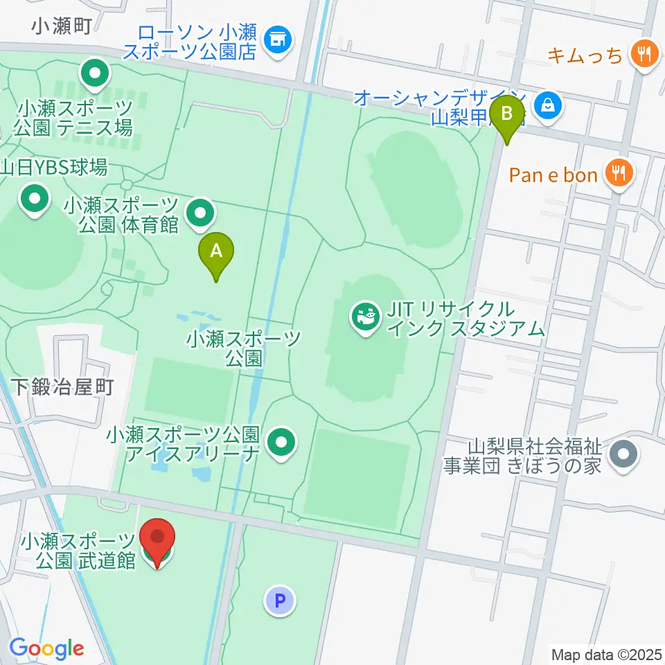 小瀬スポーツ公園武道館周辺のカフェ一覧地図