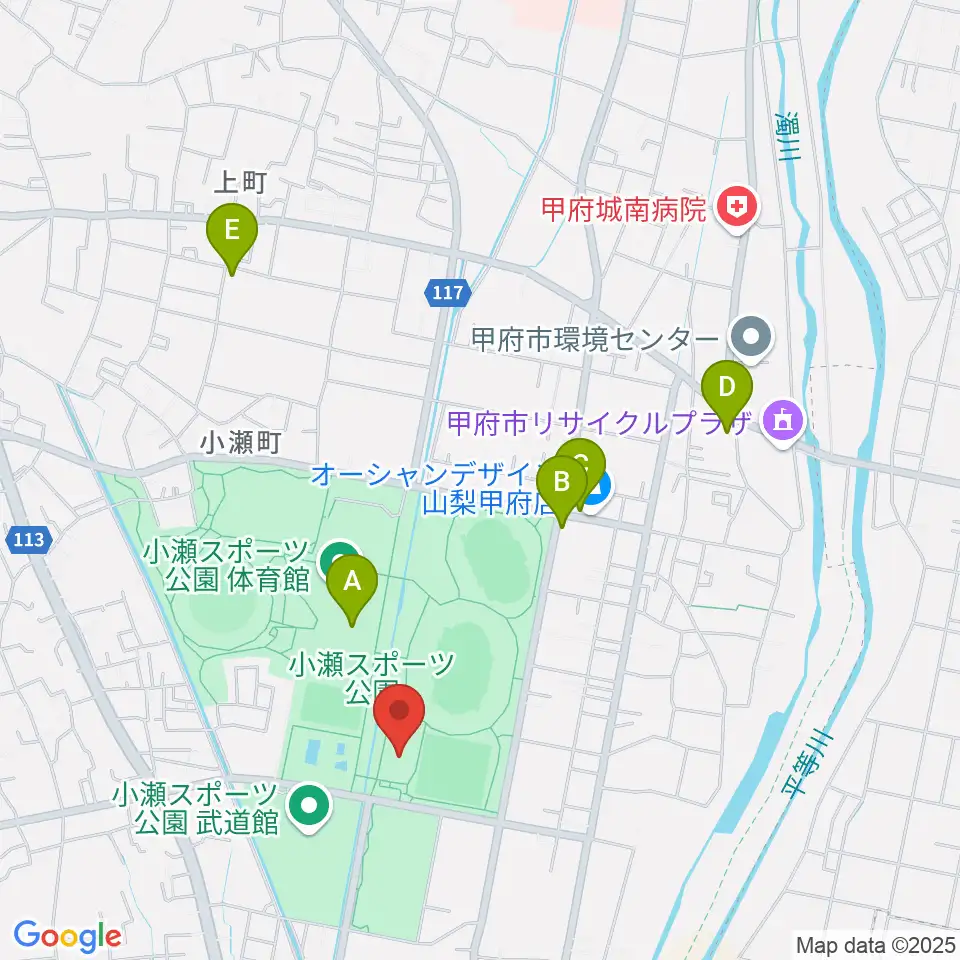小瀬スポーツ公園アイスアリーナ周辺のカフェ一覧地図