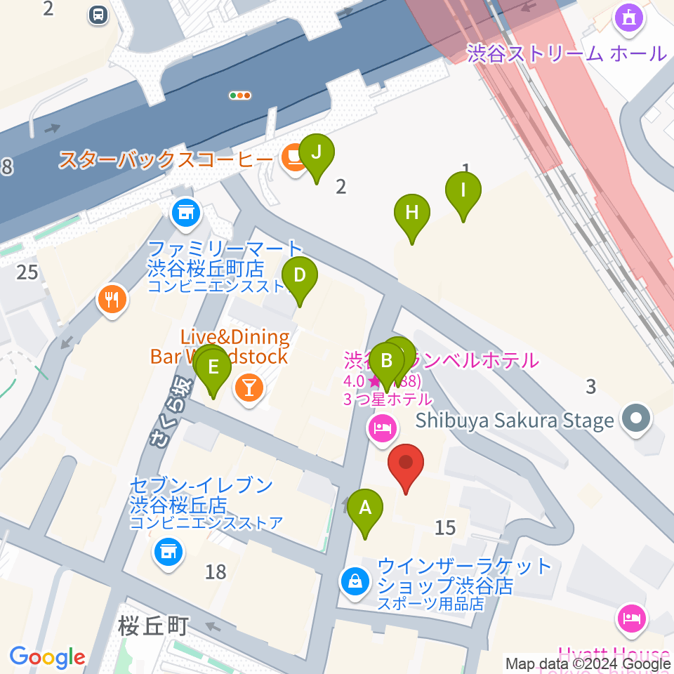 渋谷ホール＆スタジオ周辺のカフェ一覧地図