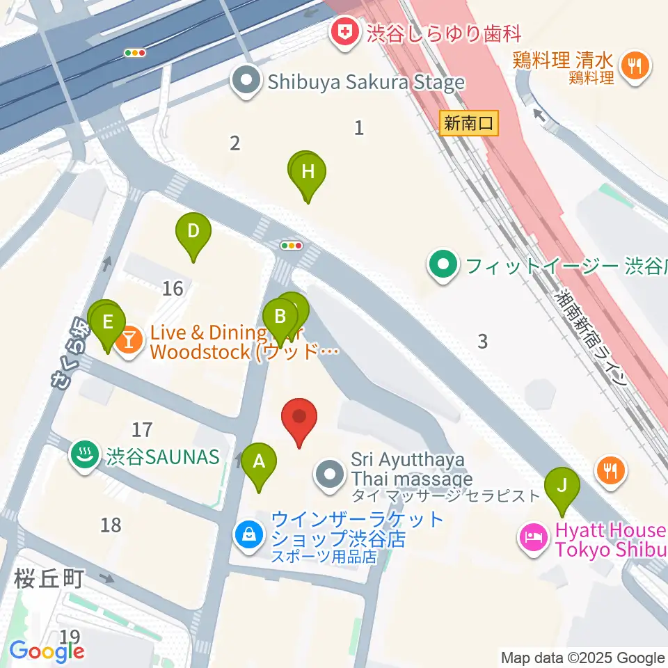 渋谷ホール＆スタジオ周辺のカフェ一覧地図