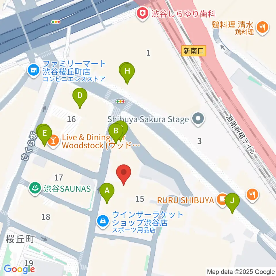 渋谷ホール＆スタジオ周辺のカフェ一覧地図