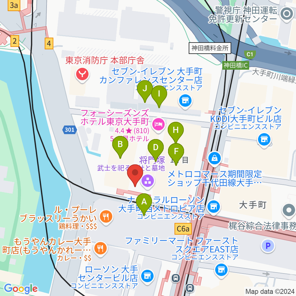 大手町三井ホール周辺のカフェ一覧地図