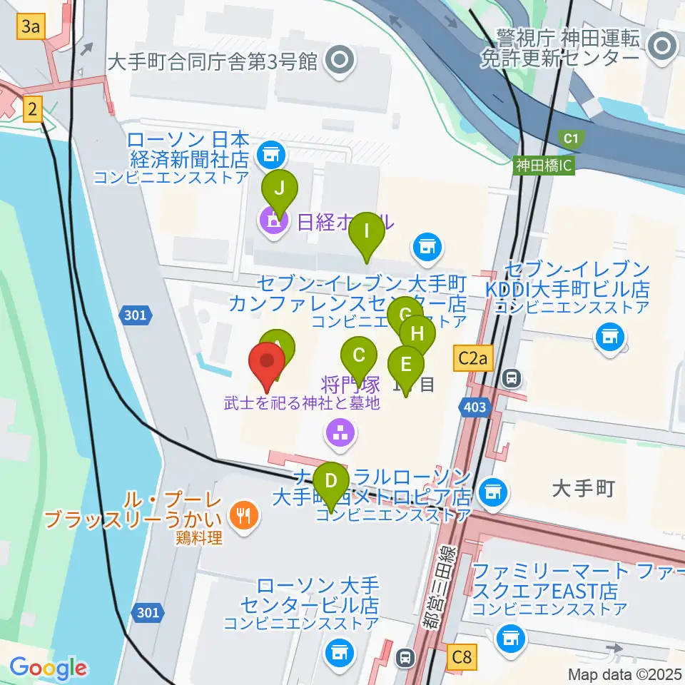 大手町三井ホール周辺のカフェ一覧地図