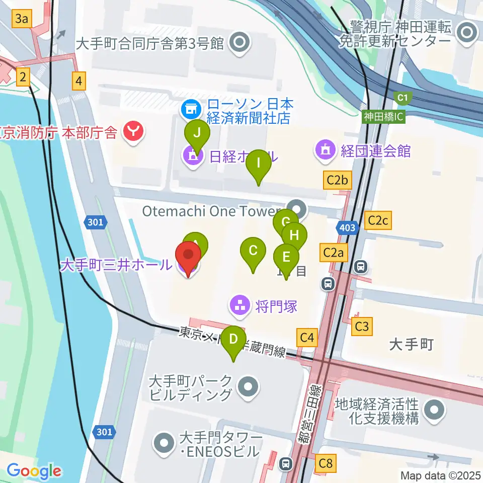 大手町三井ホール周辺のカフェ一覧地図