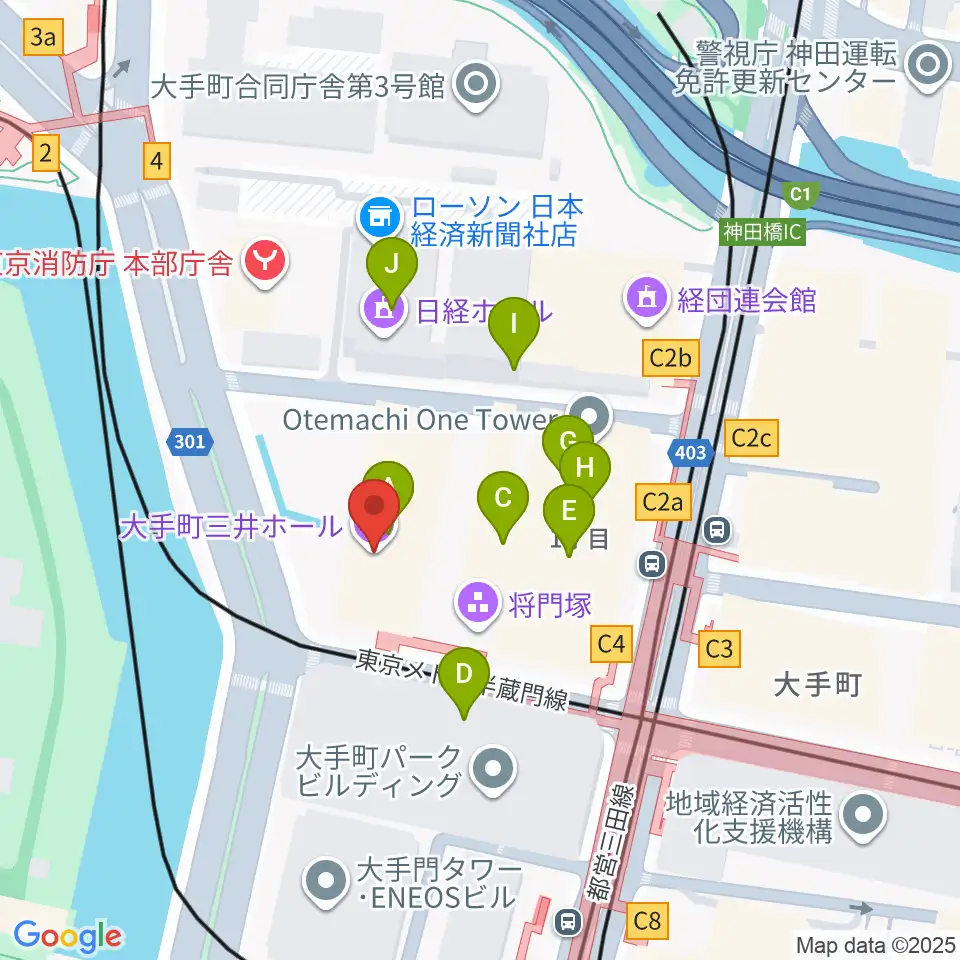 大手町三井ホール周辺のカフェ一覧地図