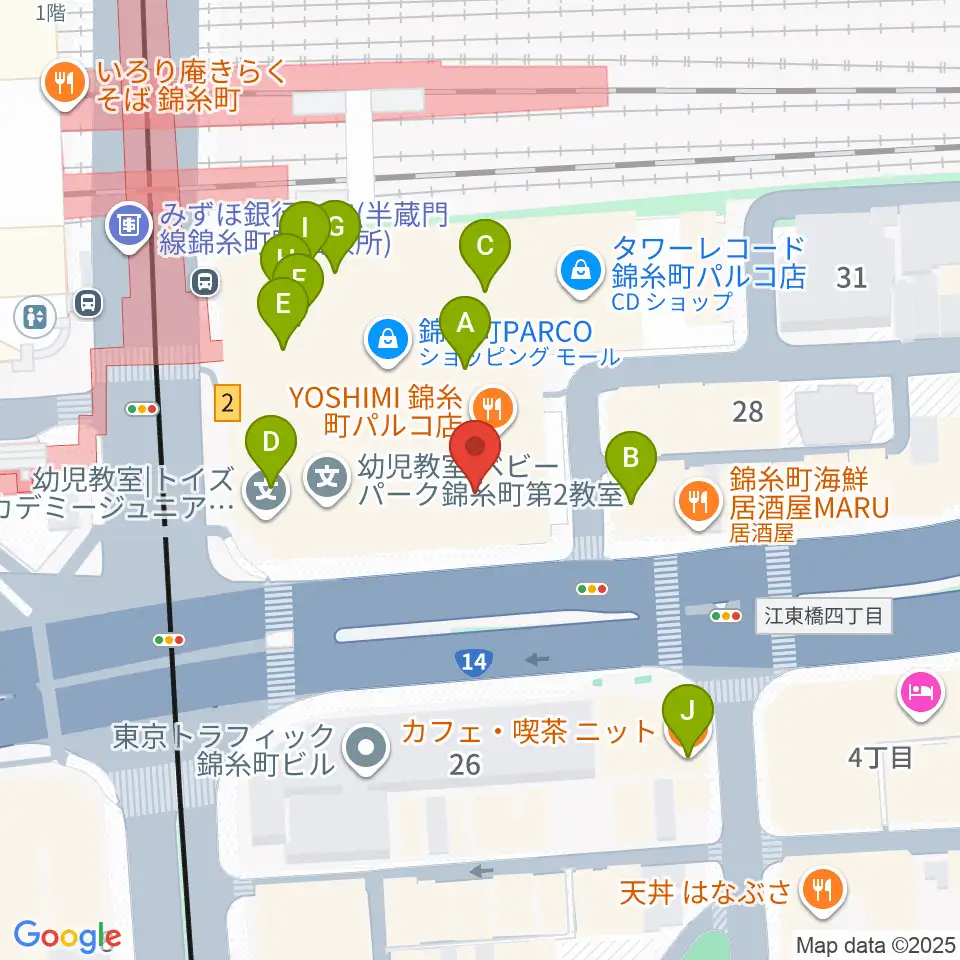 島村楽器 錦糸町パルコ店周辺のカフェ一覧地図