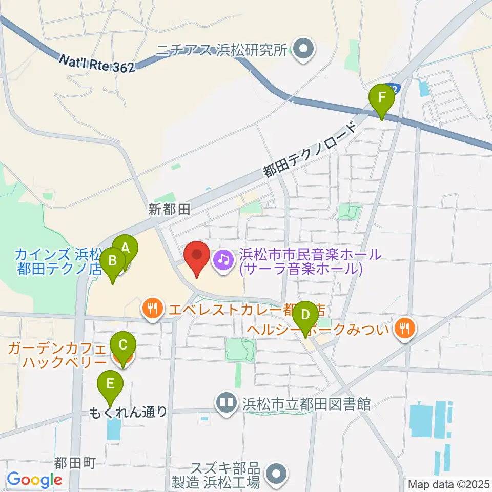 サーラ音楽ホール周辺のカフェ一覧地図