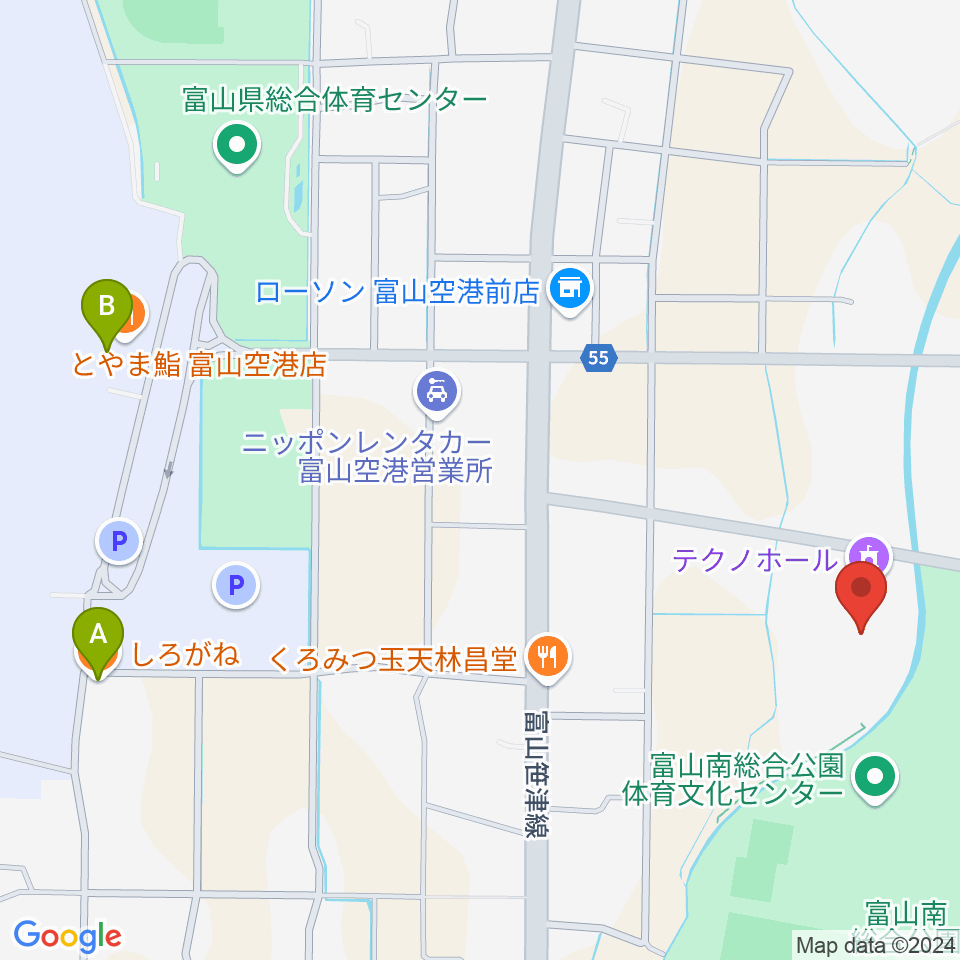 富山テクノホール周辺のカフェ一覧地図