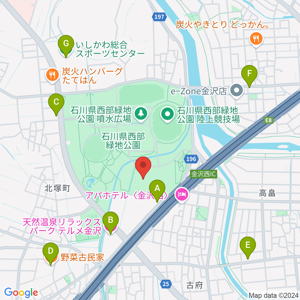 石川県産業展示館4号館周辺のカフェ一覧地図