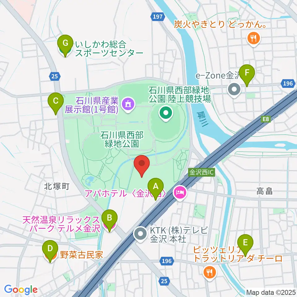 石川県産業展示館4号館周辺のカフェ一覧地図