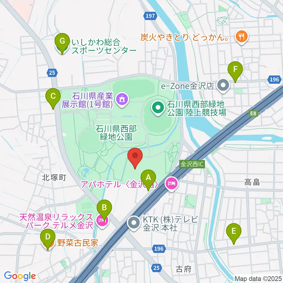 石川県産業展示館4号館周辺のカフェ一覧地図
