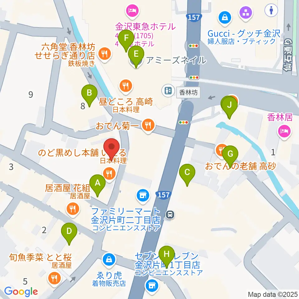 金沢MINSHIA周辺のカフェ一覧地図