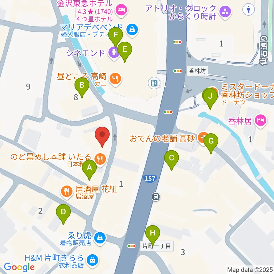 金沢MINSHIA周辺のカフェ一覧地図