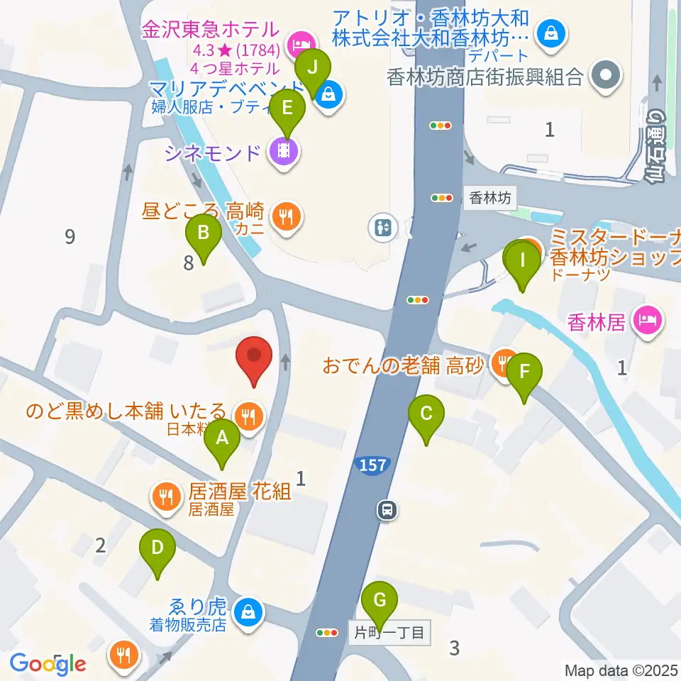 金沢MINSHIA周辺のカフェ一覧地図