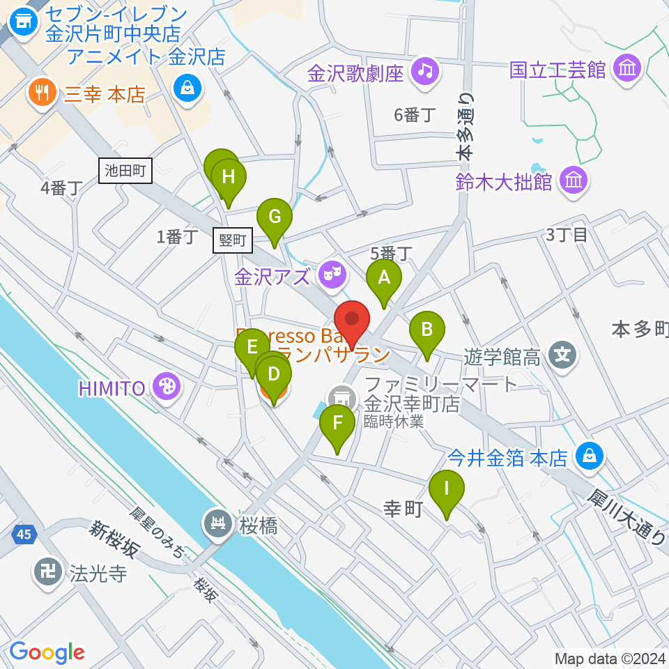 エスタシオレコーズ周辺のカフェ一覧地図