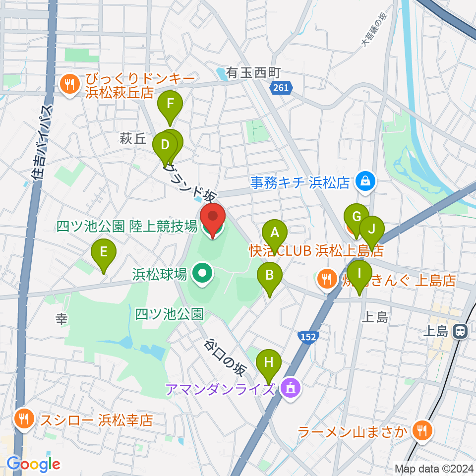 四ツ池公園陸上競技場周辺のカフェ一覧地図