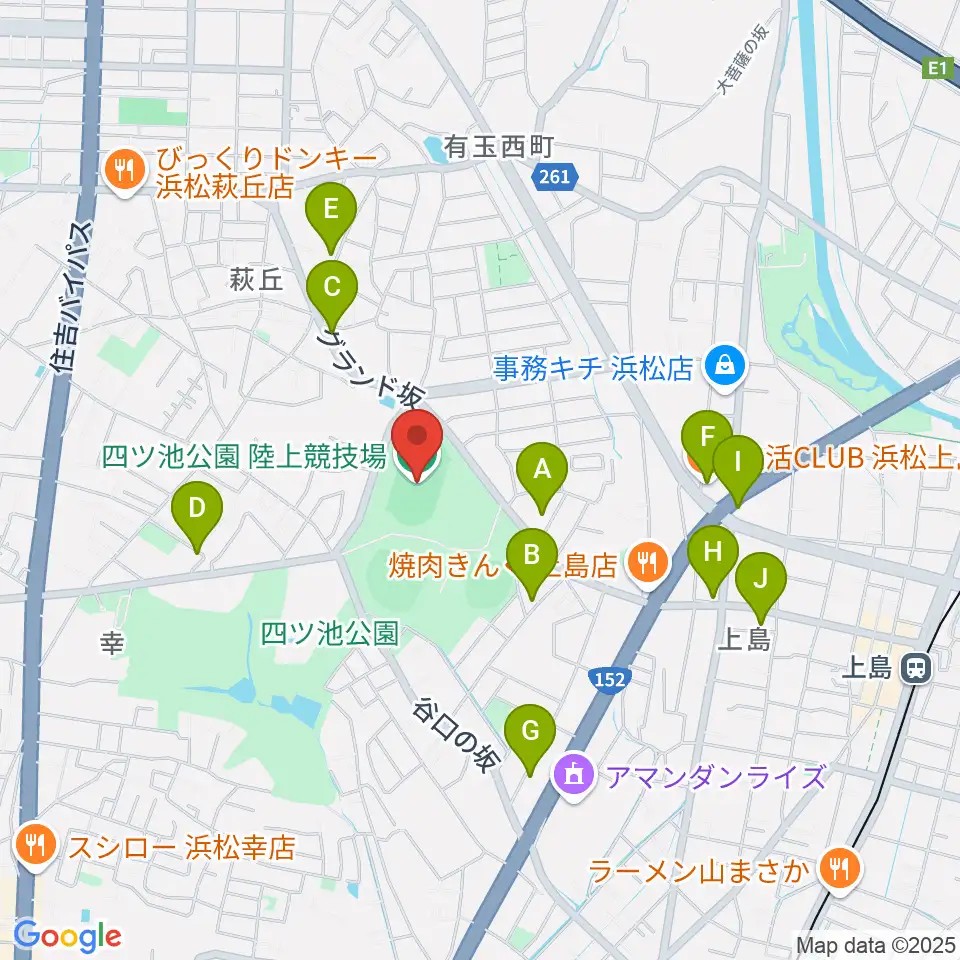 四ツ池公園陸上競技場周辺のカフェ一覧地図