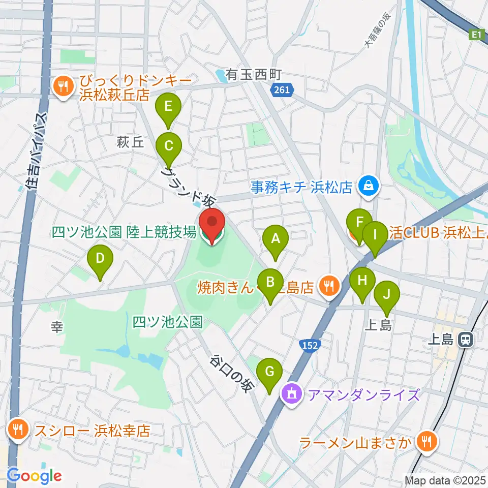 四ツ池公園陸上競技場周辺のカフェ一覧地図