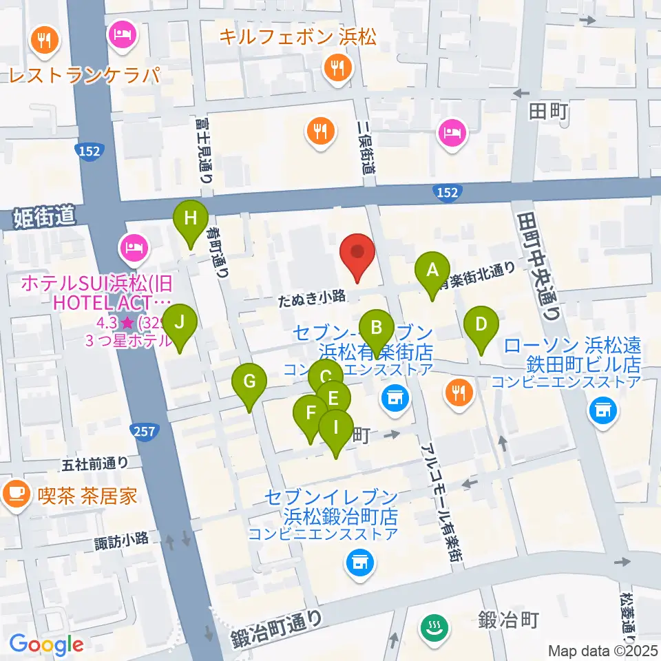 浜松シネマイーラ周辺のカフェ一覧地図