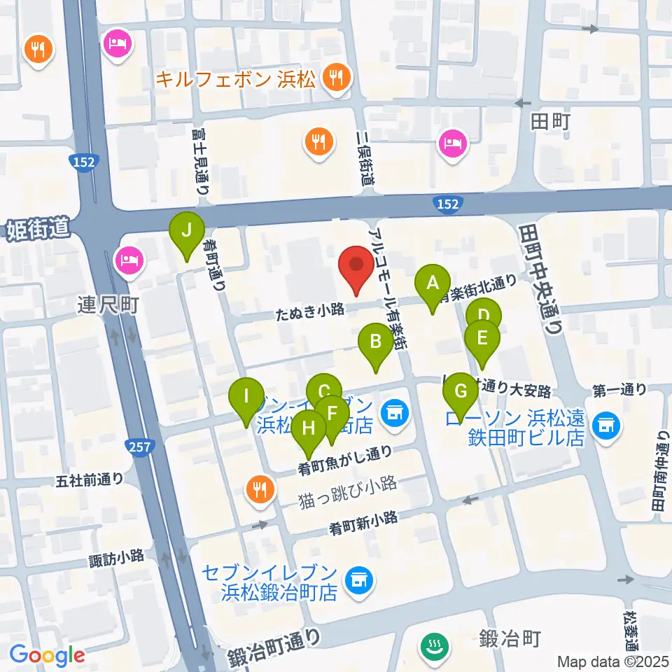 浜松シネマイーラ周辺のカフェ一覧地図