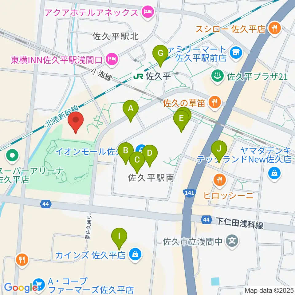 佐久平交流センター周辺のカフェ一覧地図