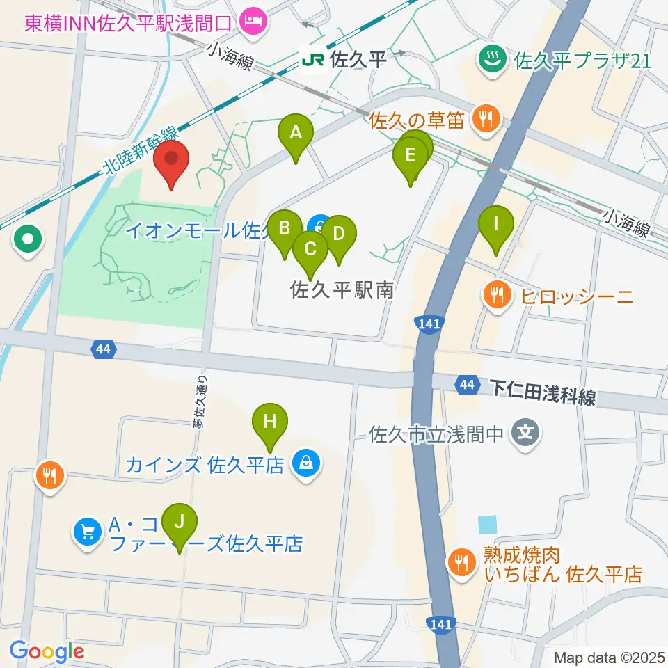 佐久平交流センター周辺のカフェ一覧地図