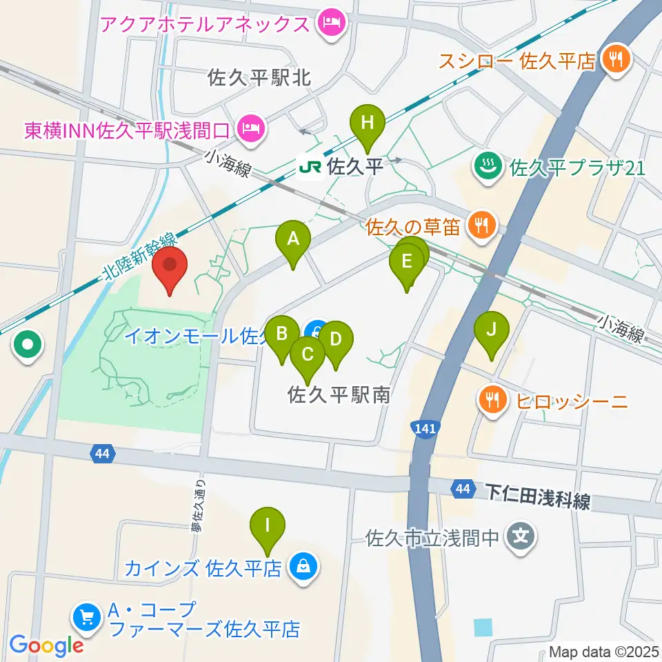佐久平交流センター周辺のカフェ一覧地図