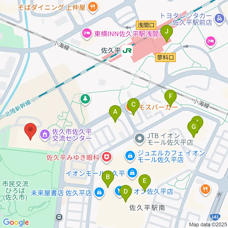 佐久平交流センター周辺のカフェ一覧地図