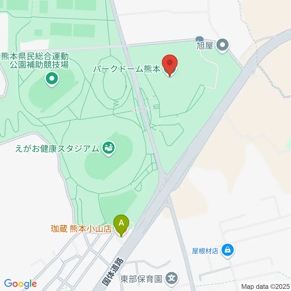 パークドーム熊本周辺のカフェ一覧地図