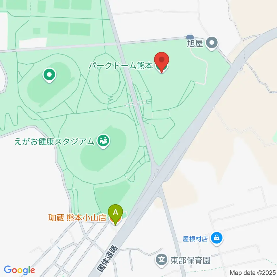 パークドーム熊本周辺のカフェ一覧地図