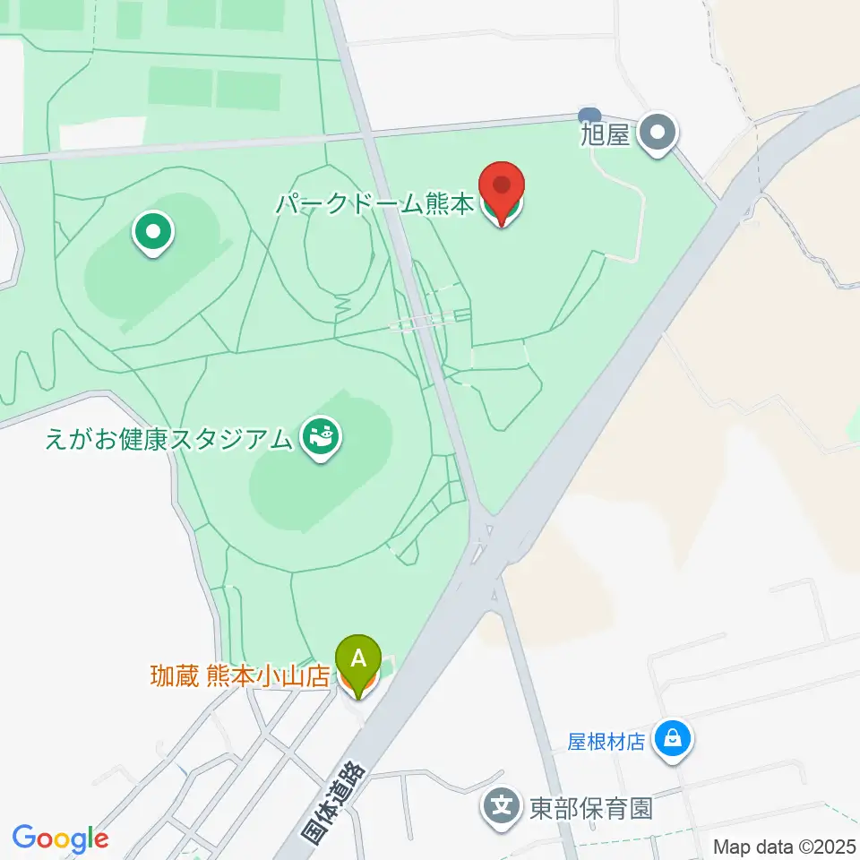 パークドーム熊本周辺のカフェ一覧地図