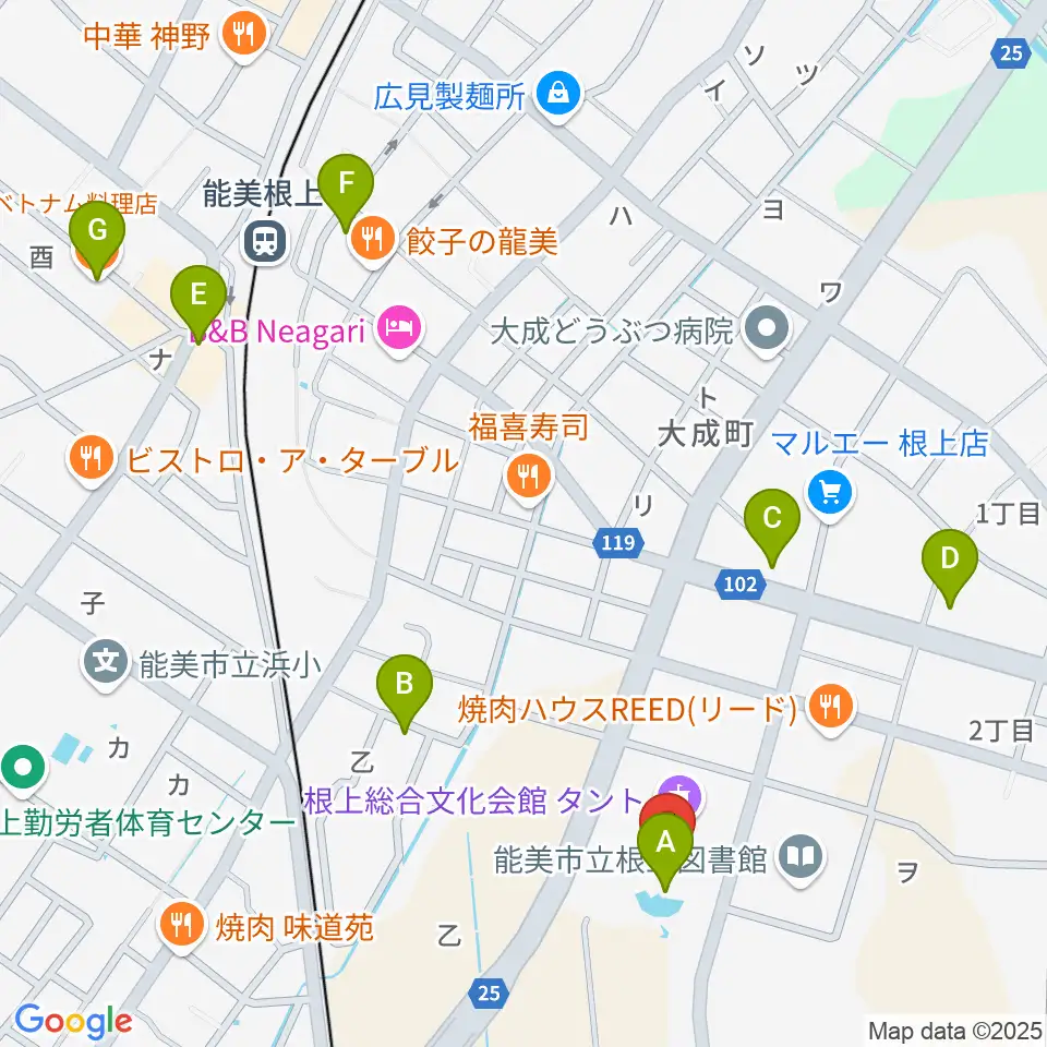 根上総合文化会館タント周辺のカフェ一覧地図