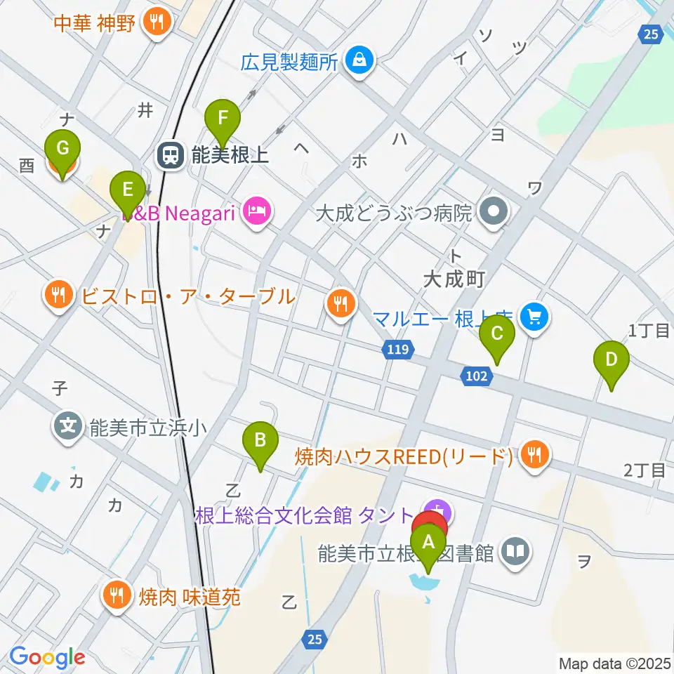 根上総合文化会館タント周辺のカフェ一覧地図