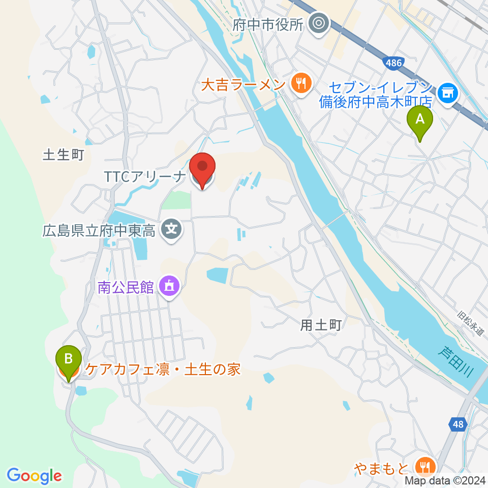 TTCアリーナ周辺のカフェ一覧地図