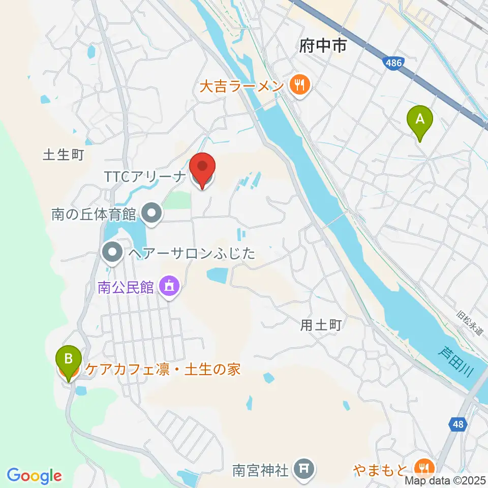 TTCアリーナ周辺のカフェ一覧地図