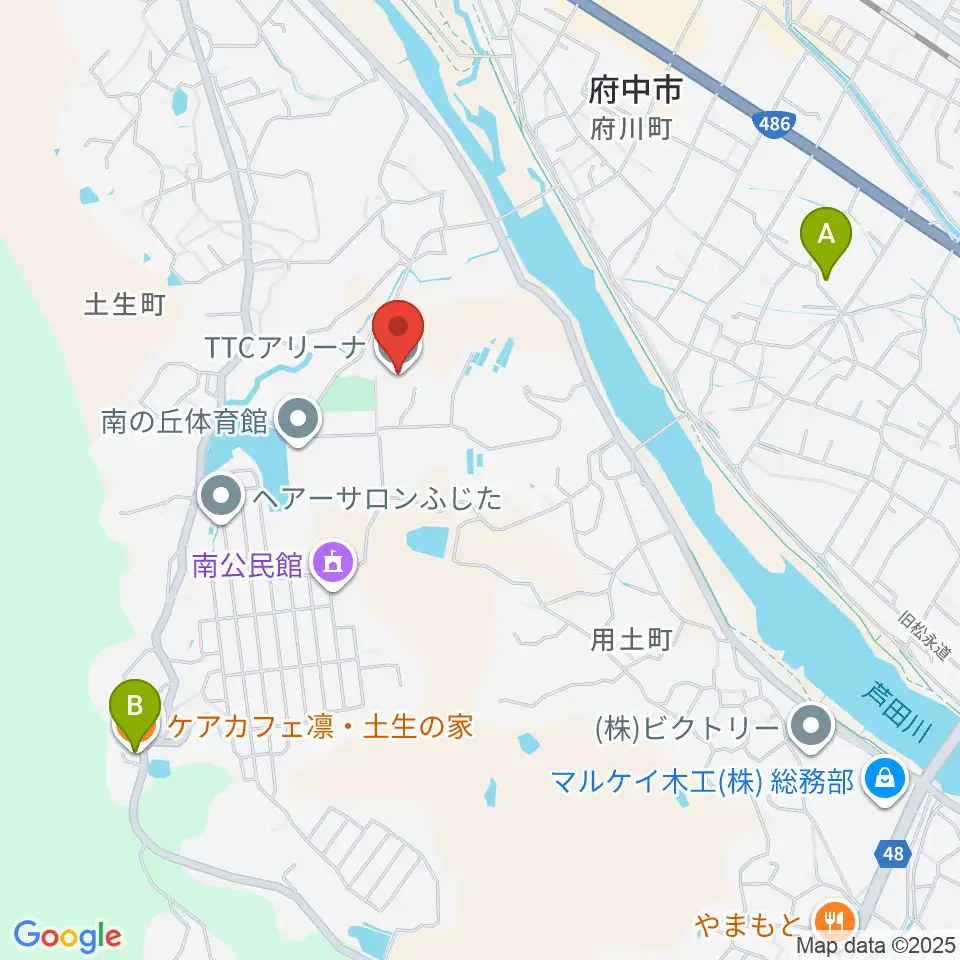 TTCアリーナ周辺のカフェ一覧地図