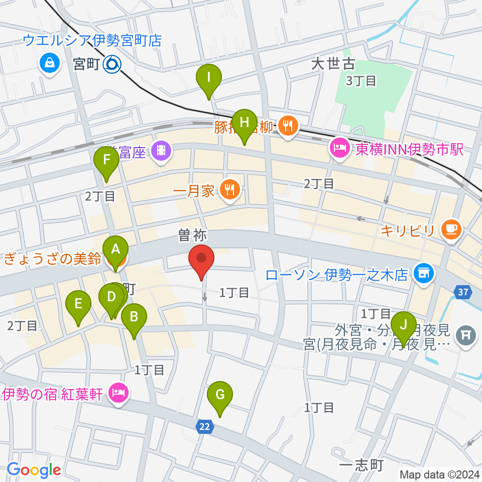 伊勢BARRET周辺のカフェ一覧地図